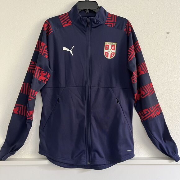Puma Serbian Nat’l Team Men's Medium Stadium Track Jacket Soccer Football Blue - Picture 1 of 7